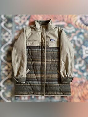 Patagonia Out Yonder Coat Womens Large Wool Blend Jacket Striped Outdoor Hiking